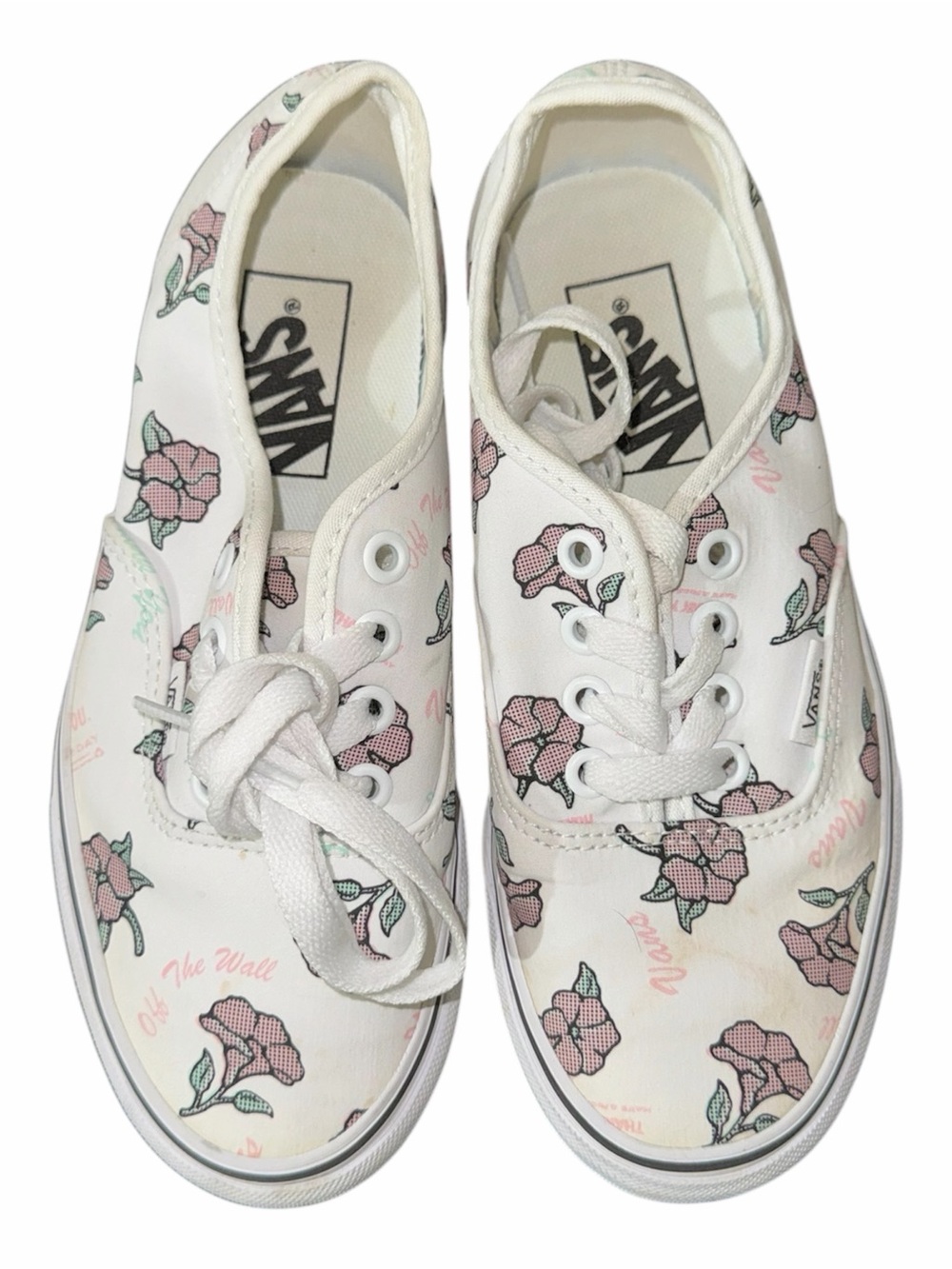 Vans White Canvas Low-Top Sneakers with Pink Floral Print